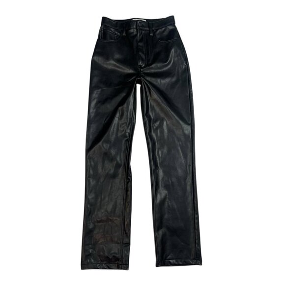 Abercrombie & Fitch The 90's Straight Ultra High Rise Faux Leather Jeans 2/26 - Picture 4 of 10